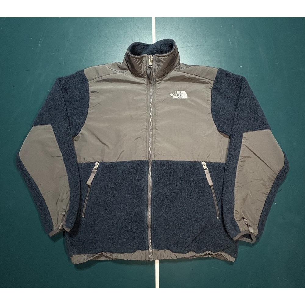 North Face Jacket Youth Large Gray Blue Fleece Polartec Denali‎ Boys